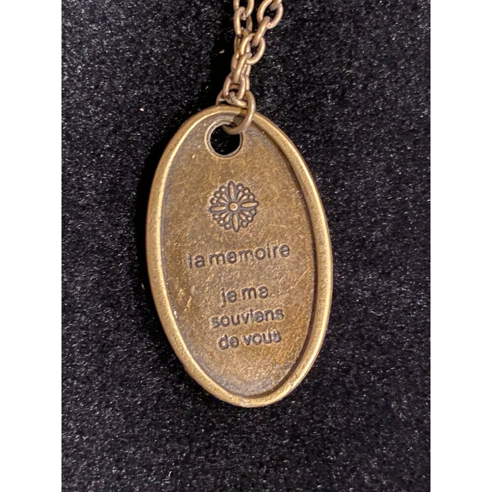Vintage La Memoire Bronze Pendant Necklace With Engraving - Picture 2 of 4